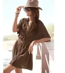 Longbluse LASCANA, Damen, Gr. 40, braun, Cr&ecirc;pe, Obermaterial: 100% Viskose,