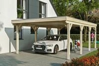 Skanholz Einzelcarport "Grunewald" Leimholz natur mit Aluminiumdach
