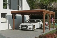 Skanholz Einzelcarport "Grunewald" Leimholz braun mit Aluminiumdach