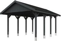Skanholz Einzelcarport "Wallgau" Massivholz 340 cm Schiefergrau mit schwarzen