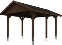 Skanholz Einzelcarport "Wallgau" Massivholz 291 cm Nussbaum mit schwarzen