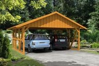 Skanholz Doppelcarport "Schwarzwald" Massivholz 560 cm Eiche hell mit Dachschalung