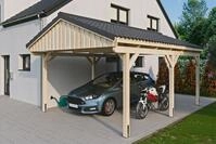 Skanholz Einzelcarport "Fichtelberg" Leimholz natur mit Dachlattung