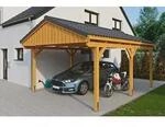 Skanholz Einzelcarport "Fichtelberg" Leimholz hellbraun mit Dachlattung