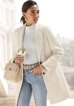 Kurzmantel LASCANA, Damen, Gr. 42, beige (creme), Web, Obermaterial: 100% Polyester.