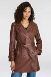Ledermantel MAURITIUS "GWTaresa", Damen, Gr. 36 (S), braun (cognac), Obermaterial:
