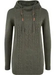 Strickfleece-Pullover OXMO "Strickpullover OXCable", Damen, Gr. L, grau (dunkelgrau),