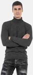 Cipo & Baxx Rollkragenpullover "Pullover" 1 Stk. mit kariertem Strickmuster, CP241