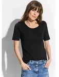 T-Shirt CECIL "Style Lena", Damen, Gr. XS (36), schwarz, Jersey, Obermaterial: 100%