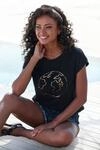 Rundhalsshirt VIVANCE "mit goldfarben schimmerndem Frontprint", Damen, Gr. 36/38,
