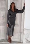 Strickkleid LASCANA, Damen, Gr. 48/50, N-Gr, grau (anthrazit, melange), Rippware,