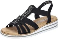 Keilsandalette RIEKER, Damen, Gr. 36, schwarz, Lederimitat, Schuhe, Sommerschuh,