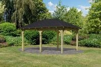 Karibu Pavillon "Perida" BxTxH: 345x485x296 cm, mit schwarzen Dachschindeln