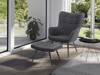 Sessel BYLIVING "Uta", grau (dunkelgrau), B:60cm H:97cm T:80cm, 100% Polyester,