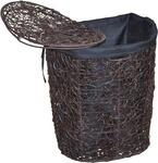 my home W&auml;schekorb Rattan-Geflecht, mit Stoffeinsatz und Deckel, H&ouml;he 62 cm