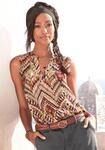 Blusentop LASCANA, Damen, Gr. 34, braun (braun, bedruckt), Web, Obermaterial: 100%