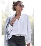 Langarmbluse LASCANA, Damen, Gr. 36, wei&szlig;, Web, Obermaterial: 100% Polyester,