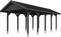 Skanholz Einzelcarport "Wallgau" Massivholz 291 cm Schiefergrau mit schwarzen