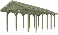 Skanholz Einzelcarport "Wallgau" Massivholz 291 cm Gr&uuml;n mit Dachlattung