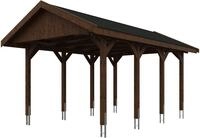 Skanholz Einzelcarport "Wallgau" Massivholz 291 cm Nussbaum mit schwarzen