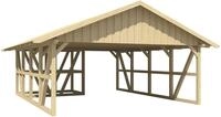 Skanholz Doppelcarport "Schwarzwald" Massivholz 560 cm Wei&szlig; mit Abstellraum 1, mit