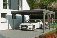 Skanholz Einzelcarport "Grunewald" Leimholz dunkelgrau mit EPDM-Dach