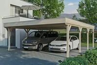 Skanholz Doppelcarport "Grunewald" Massivholz natur mit EPDM-Dach