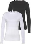 Flashlights Langarmshirt 2er- Pack, sehr figurbetonte Passform, gekr&auml;uselter