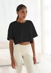 Kurzarmshirt LASCANA, Damen, Gr. L (44/46), schwarz, Single Jersey,...