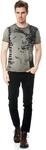 T-Shirt RUSTY NEAL, Herren, Gr. S, grau (grau, schwarz), 100% Baumwolle, bedruckt,