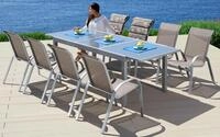 MERXX Garten-Essgruppe "Amalfi" 8x Stapelsessel, 1x Tisch 100x180-240 cm,...