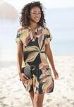 Blusenkleid S.OLIVER "mit Volant am Rock", Damen, Gr. 36, N-Gr, bunt (marine, koralle