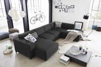 Wohnlandschaft "Bulky U-Form", grau (anthrazit), B:324cm T:195cm, ATLANTIC HOME