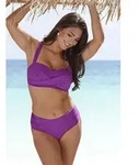 Bandeau-Bikini-Top LASCANA "Comfy", Damen, Gr. 42, Cup C, lila (beere),
