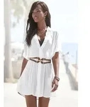 Longbluse LASCANA, Damen, Gr. 46, wei&szlig;, Cr&ecirc;pe, Obermaterial: 100% Viskose,