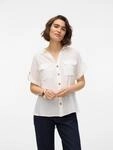 Kurzarmbluse VERO MODA "VMBUMPY S/S SHIRT WVN GA NOOS", Damen, Gr. M, wei&szlig; (snow