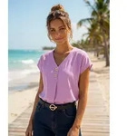 Schlupfbluse LASCANA, Damen, Gr. 40, lila (flieder), Web, Obermaterial: 100% Viskose,