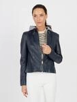 Lederjacke JCC "31024030", Damen, Gr. 34, blau (navy), Obermaterial: 100% Lammleder;