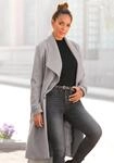 Langmantel LASCANA, Damen, Gr. 34, grau (grau, meliert), Web, Obermaterial: 100%