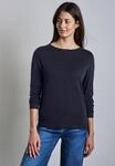 Strickpullover STREET ONE, Damen, Gr. 34, blau (tiefblau), Stoff, 60% Viskose, 40%