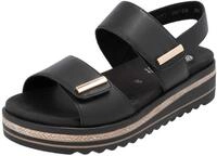Plateausandaletten REMONTE "Remonte Sandalen Glattleder", Damen, Gr. 36, schwarz,