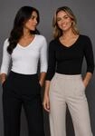 Flashlights V-Shirt 2er-Pack, unifarben, V-Ausschnitt, Basic-Stil, aus...