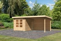 Karibu Gartenhaus "Schlo&szlig;see 4" mit Anbaudach und R&uuml;ckwand