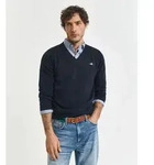 V-Ausschnitt-Pullover GANT "Classic Cotton V-Neck", Herren, Gr. XXL, blau...