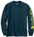T-Shirt CARHARTT "Long Sleeve", Gr. S, blau (dunkelblau, gr&uuml;n), Obermaterial: 60%
