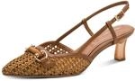Slingpumps TAMARIS, Damen, Gr. 36, braun (cognac), Leder, Textil, Schuhe Slingpumps,
