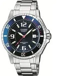 Quarzuhr, silber (silberfarben, blau), CASIO TIMELESS COLLECTION, Armbanduhren,