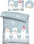 Biberna Kinderbettw&auml;sche "Eddy" 2 Stk. mit winterlichen Eisb&auml;ren
