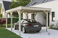 Skanholz Einzelcarport "Grunewald" Leimholz natur mit Aluminiumdach