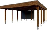 Skanholz Doppelcarport "Friesland Set 14" Massivholz 514 cm Nussbaum